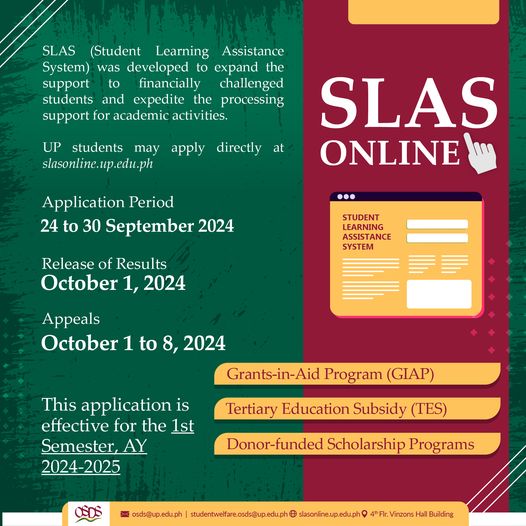 SLAS ONLINE APPLICATION (2ND BATCH) IS NOW OPEN